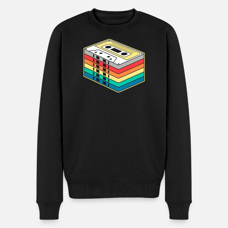 Bande cassette arc-en-ciel vibrante - Pull Premium bio Homme - noir