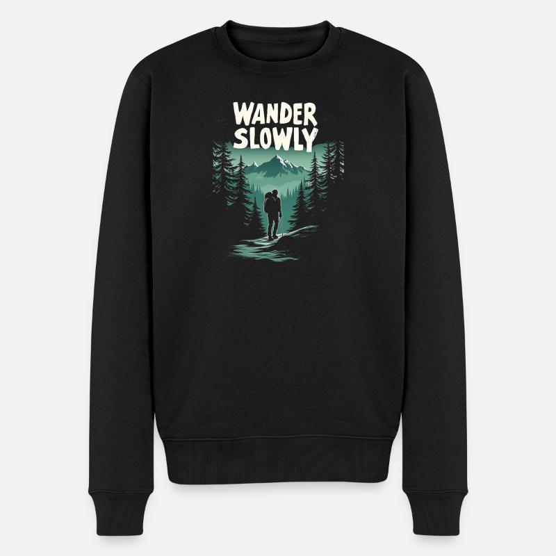 Errer lentement Marcher lentement Forêt - Pull Premium bio Homme - noir