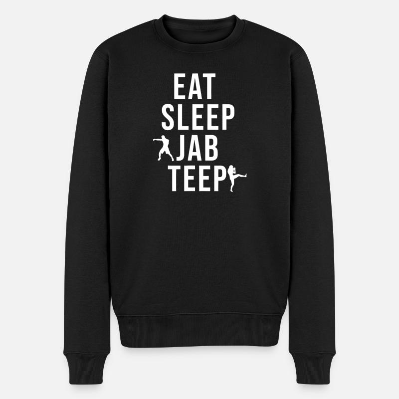Iss, schlaf, Stich Teep - Männer Premium Bio Pullover - Schwarz