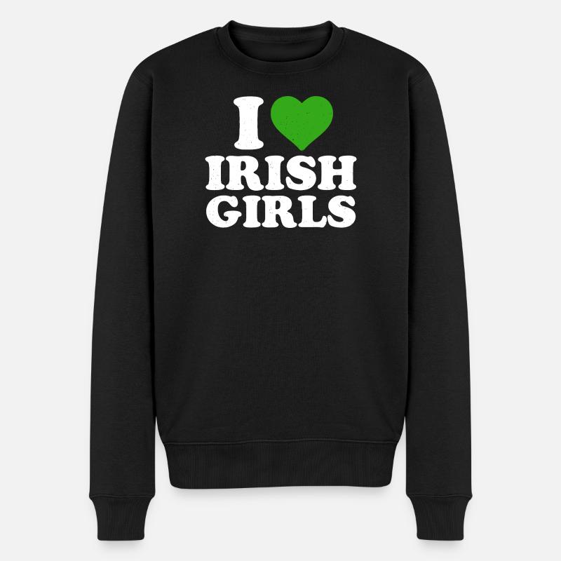 I Heart Irish Girls - Männer Premium Bio Pullover - Schwarz
