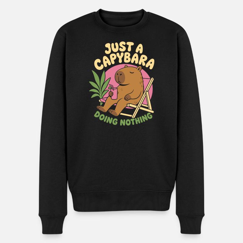Just A Capybara Doing Nothing - Männer Premium Bio Pullover - Schwarz