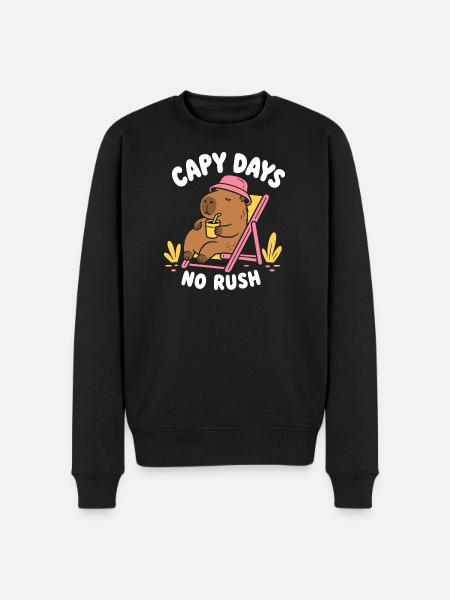 Capy Days No Rush Capybara - Men's Premium Organic Jumper - black