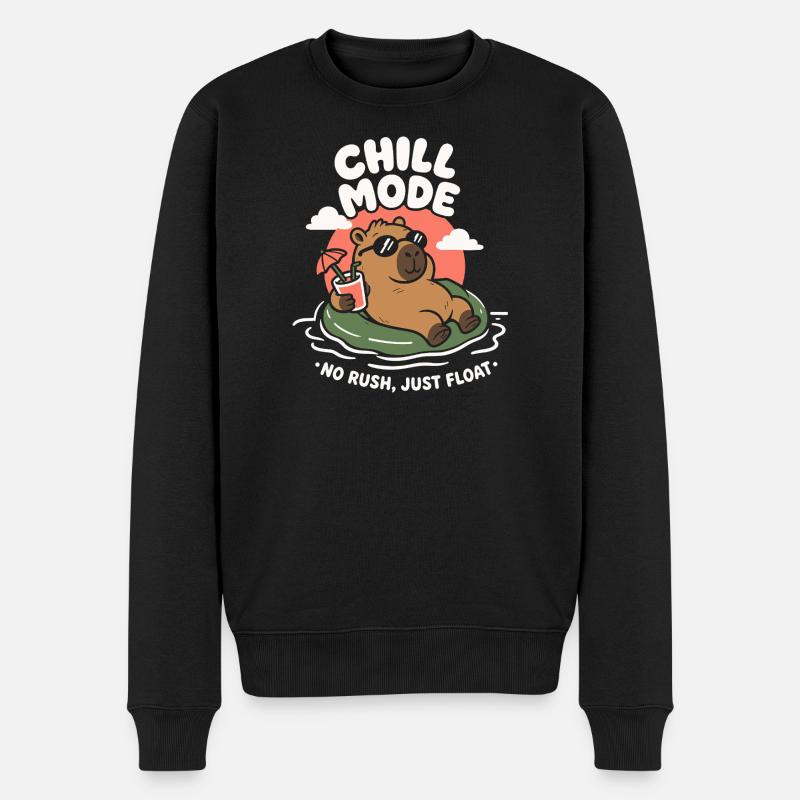 Chill Mode Summer Capybara - Männer Premium Bio Pullover - Schwarz