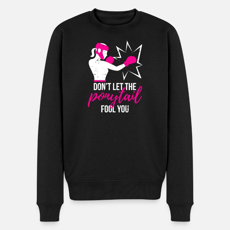 Punchy Ponytail Power - Männer Premium Bio Pullover - Schwarz