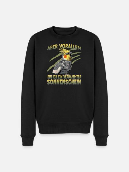 Nymphensittich Cockatiel exotischer Papagei - Männer Premium Bio Pullover - Schwarz