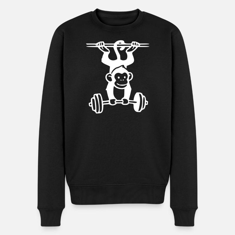 Puissance des primates - Haltérophilie singe (Blanc) - Pull Premium bio Homme - noir