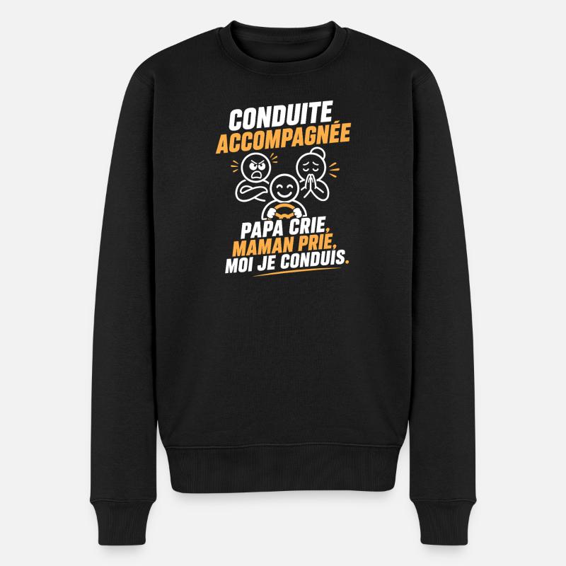 Conduite Accompagnée: Cri et Prière - Pull Premium bio Homme - noir