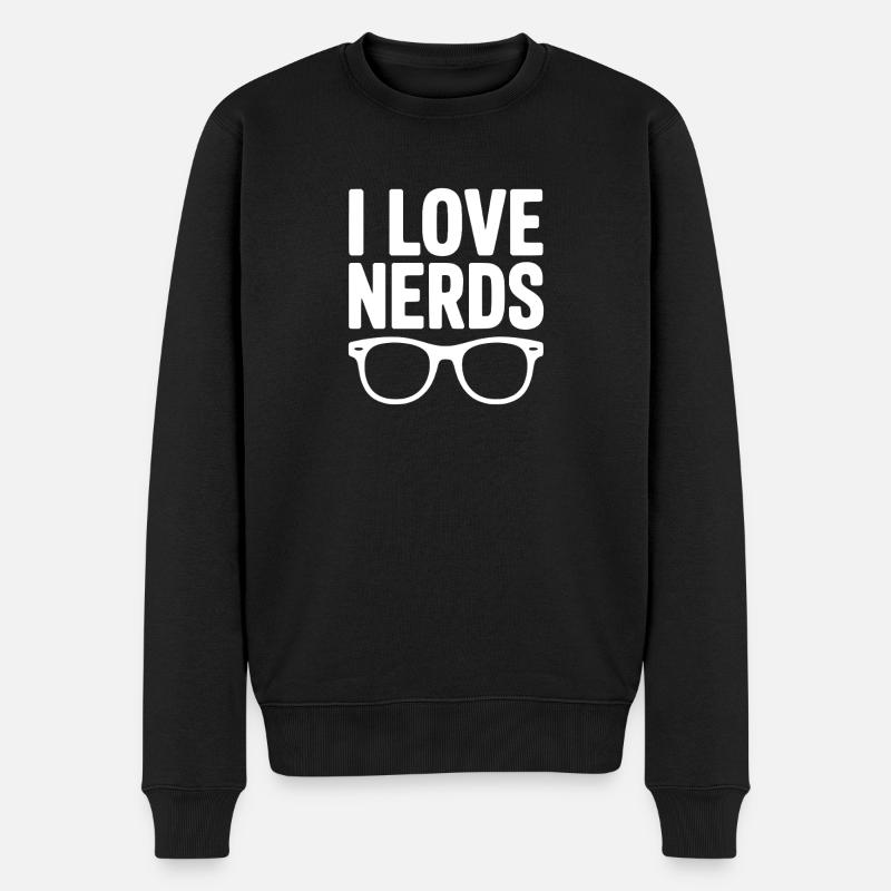 Ich liebe Nerds - Männer Premium Bio Pullover - Schwarz