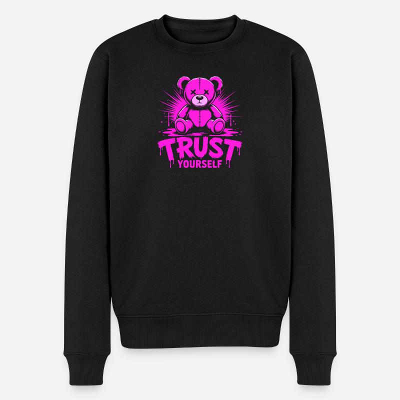 Trust Yourself Edgy Rosa Teddybär - Männer Premium Bio Pullover - Schwarz