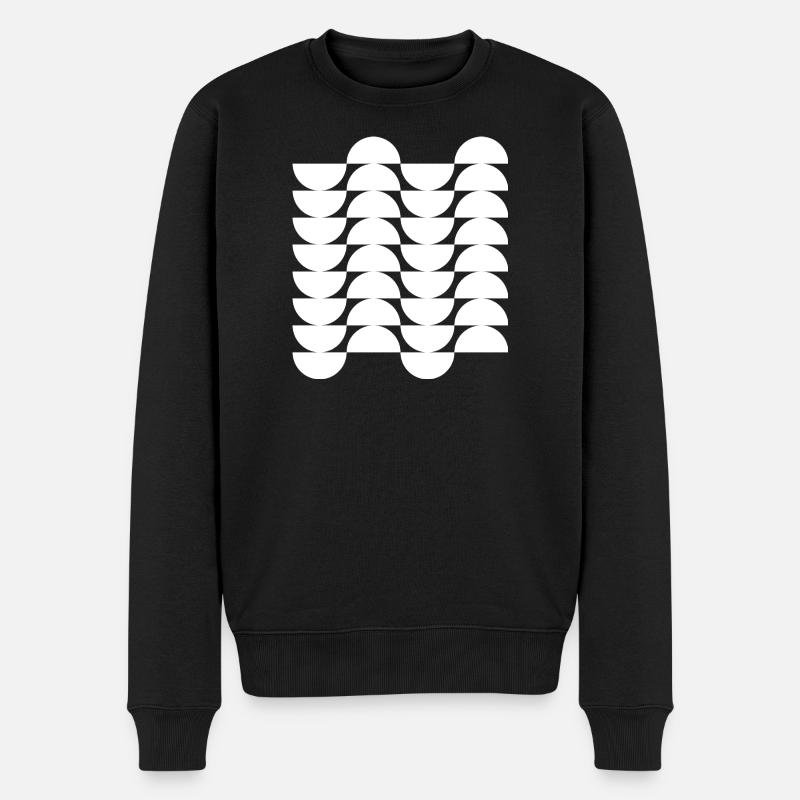 Wellengitter-Halbkreismuster - Männer Premium Bio Pullover - Schwarz