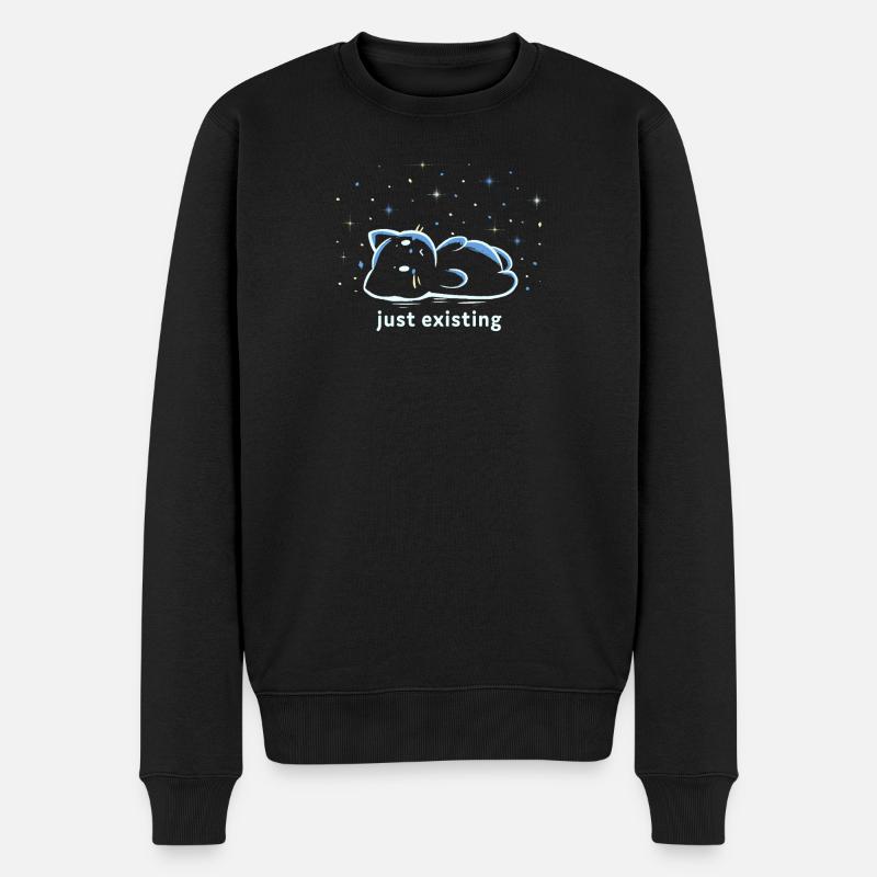 Einfach nur existieren - Männer Premium Bio Pullover - Schwarz