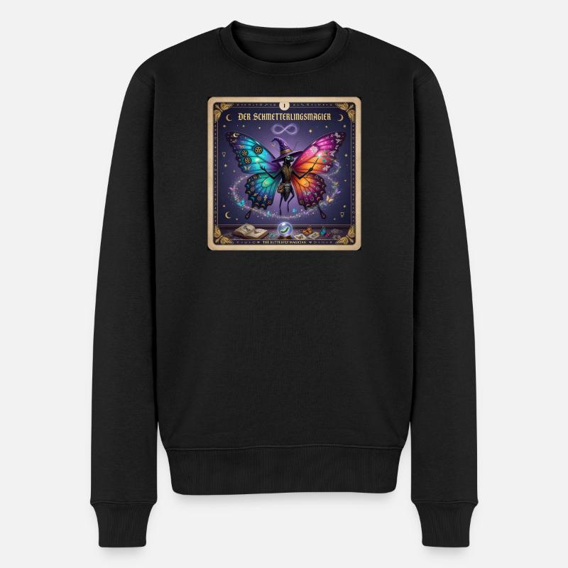 Der Schmetterlingsmagier - Männer Premium Bio Pullover - Schwarz