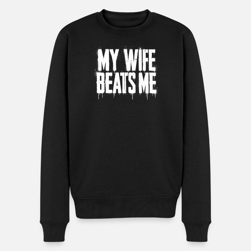 Grunge Sprühtext mit Spritzern - Männer Premium Bio Pullover - Schwarz