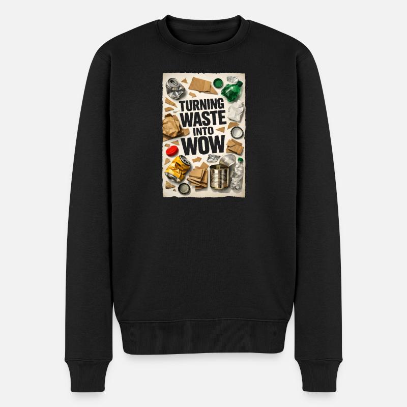 Abfall wird Wow | Upcycling Recycling - Männer Premium Bio Pullover - Schwarz