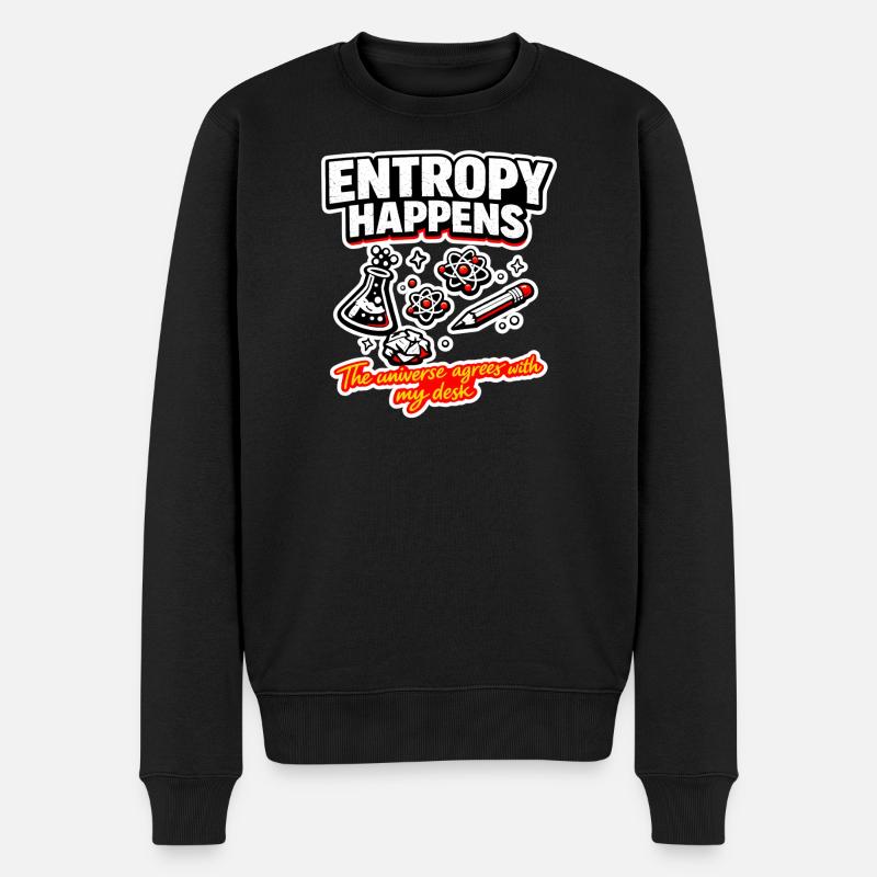 Entropie passiert am Schreibtisch - Männer Premium Bio Pullover - Schwarz