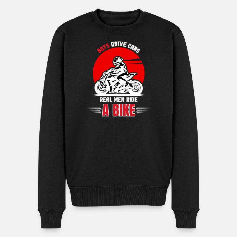 De vrais hommes font du vélo - Pull Premium bio Homme - noir