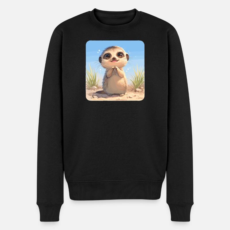 Meerkat Erdmännchen - Männer Premium Bio Pullover - Schwarz