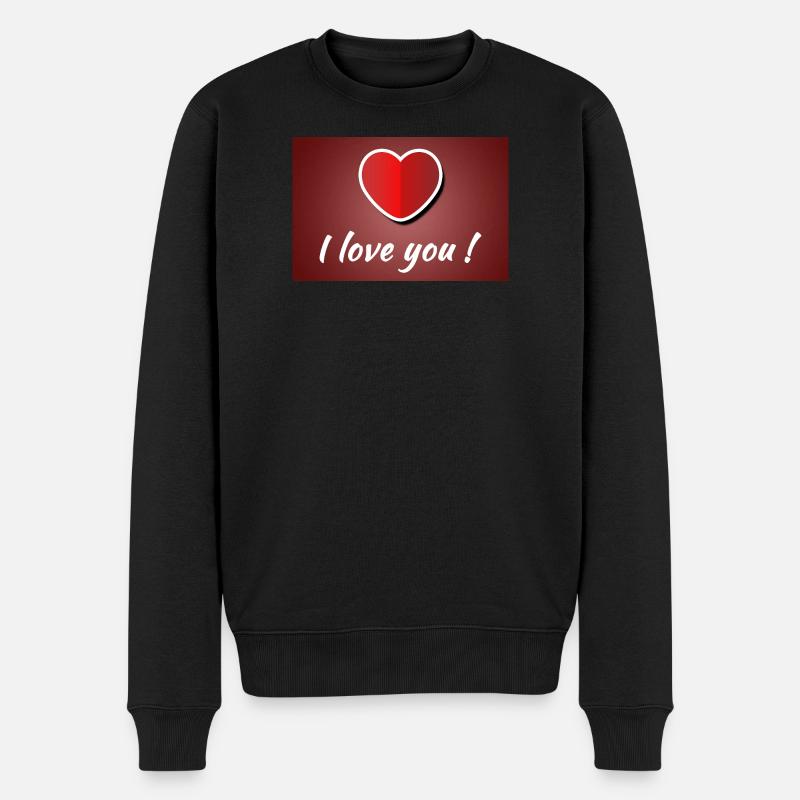 Je t’aime - Affiche avec cœur - Pull Premium bio Homme - noir