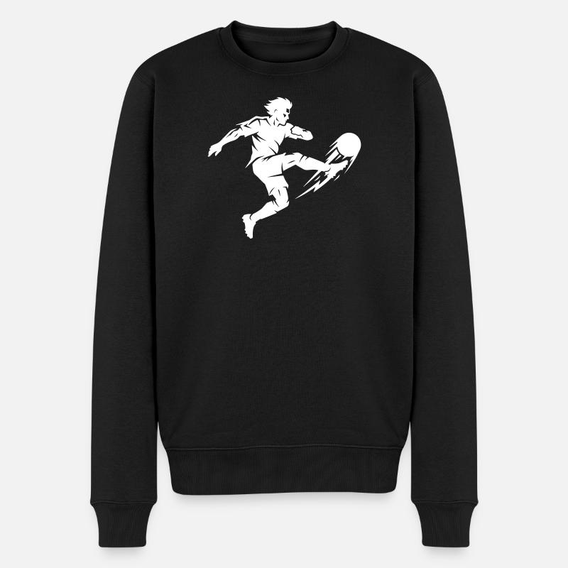 Fussballer Silhouette - Männer Premium Bio Pullover - Schwarz