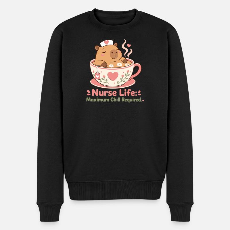 Capybara Nurse Life Pflegekraft - Männer Premium Bio Pullover - Schwarz
