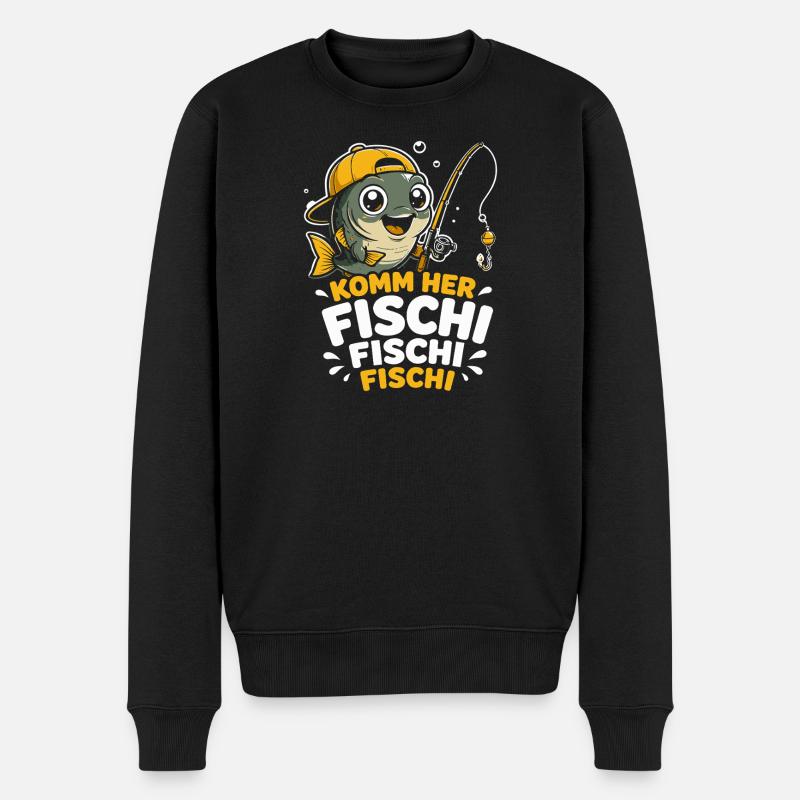 Komm her Fischi Fischi Fischi - Männer Premium Bio Pullover - Schwarz