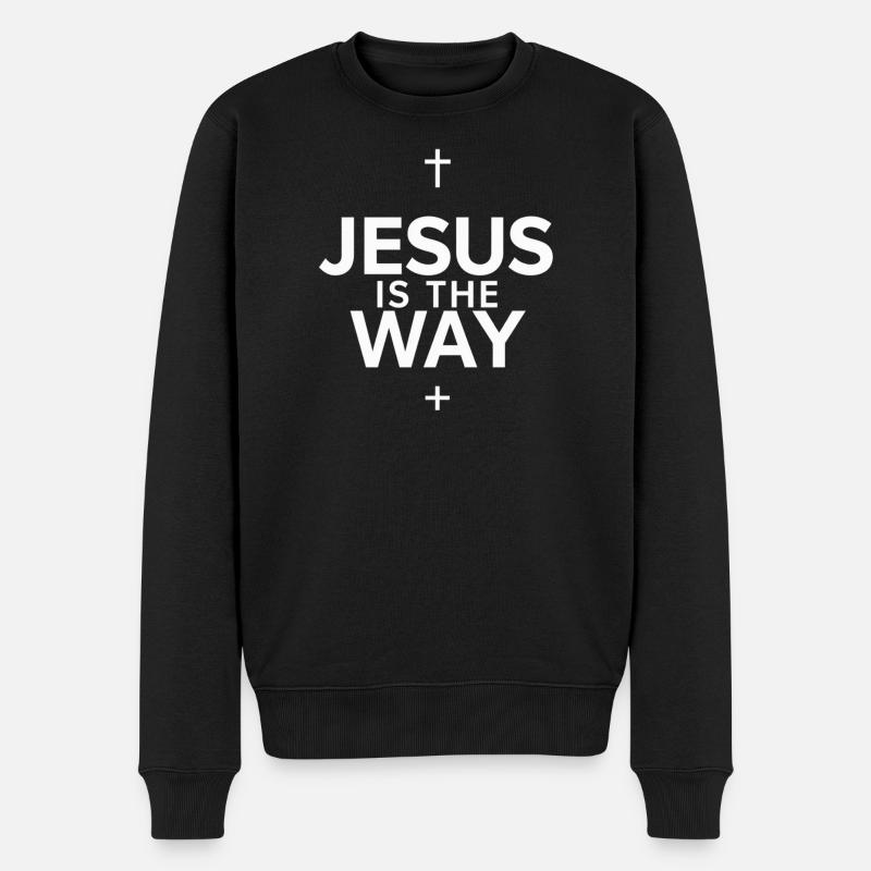 Jésus ist der Weg - Männer Premium Bio Pullover - Schwarz