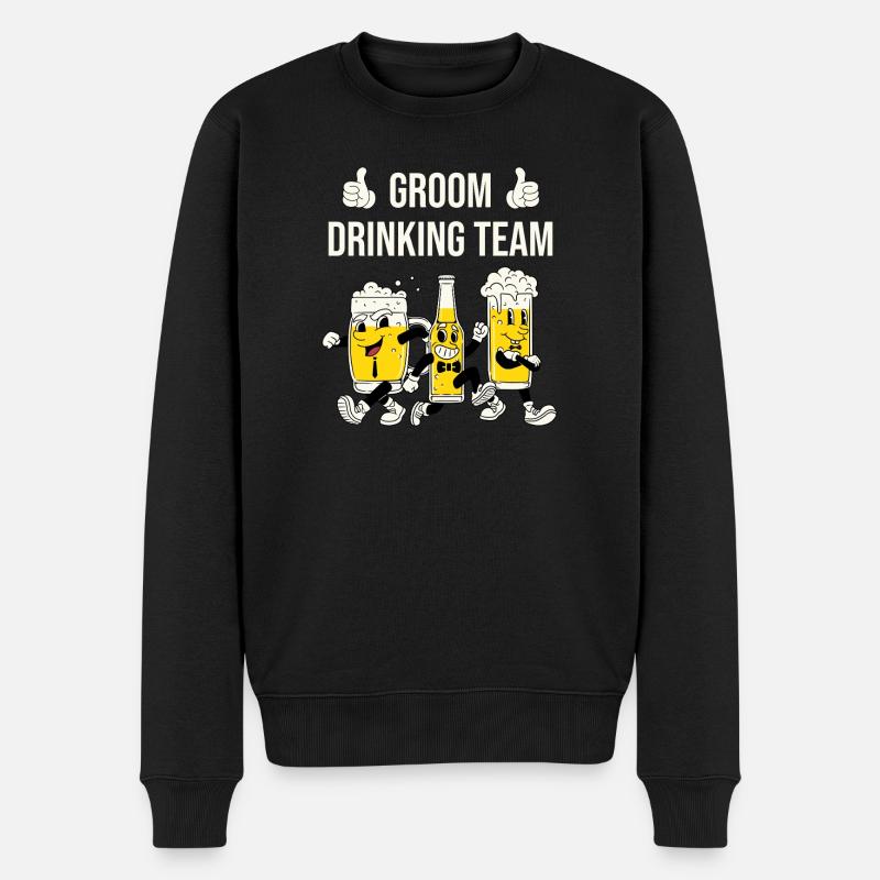 Bräutigam-Trinkteam - Männer Premium Bio Pullover - Schwarz