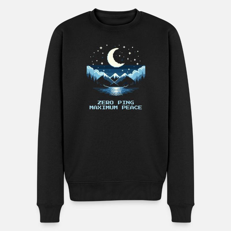 Null Ping, maximaler Frieden | Pixel Gaming - Männer Premium Bio Pullover - Schwarz