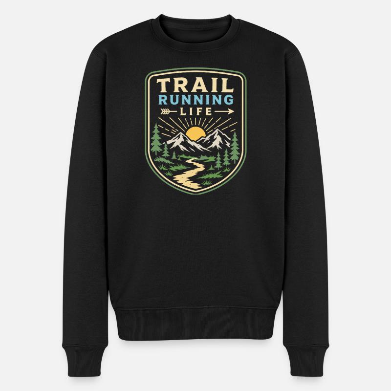 Trailrunning-Leben - Männer Premium Bio Pullover - Schwarz