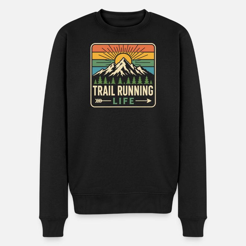 Trailrunning-Leben - Männer Premium Bio Pullover - Schwarz
