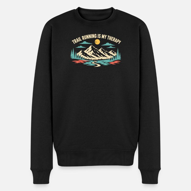Trailrunning ist meine Therapie - Männer Premium Bio Pullover - Schwarz