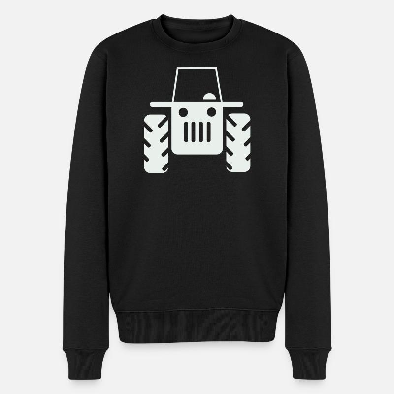 Retro Traktor  - Männer Premium Bio Pullover - Schwarz