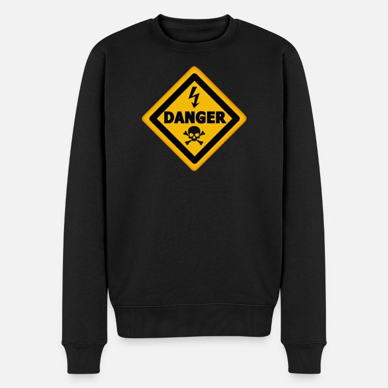 Todesgefahr – Gefahrenaufkleber-Panel - Männer Premium Bio Pullover - Schwarz