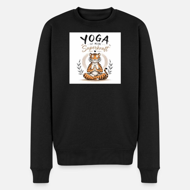 Tiger Yoga Superkraft - Männer Premium Bio Pullover - Schwarz