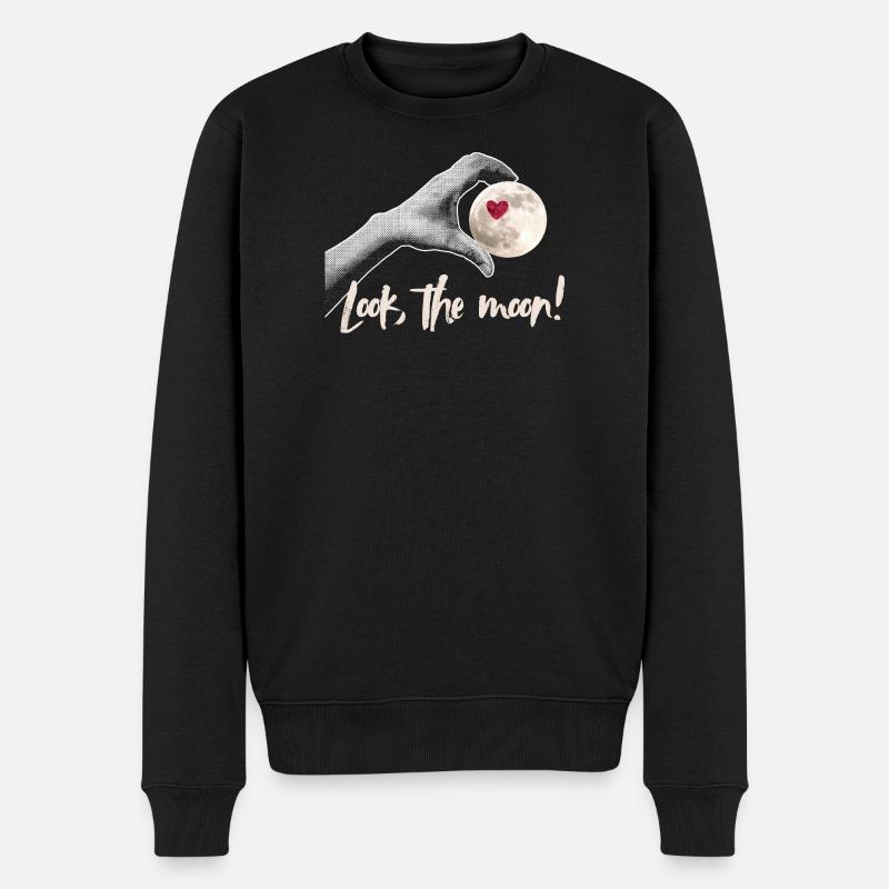 Look the moon! Moonlover Design - Männer Premium Bio Pullover - Schwarz