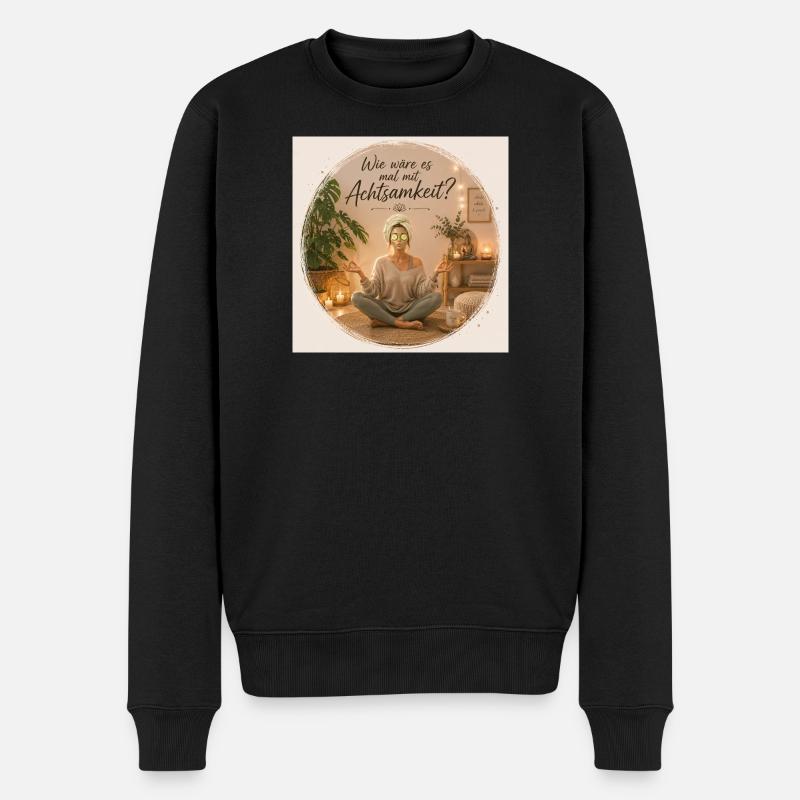 Achtsamkeit im Spa-Meditationsstil - Männer Premium Bio Pullover - Schwarz