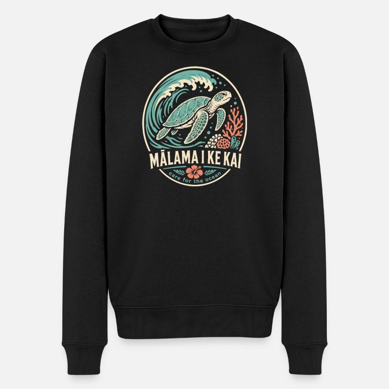 Malama I Ke Kai - Männer Premium Bio Pullover - Schwarz