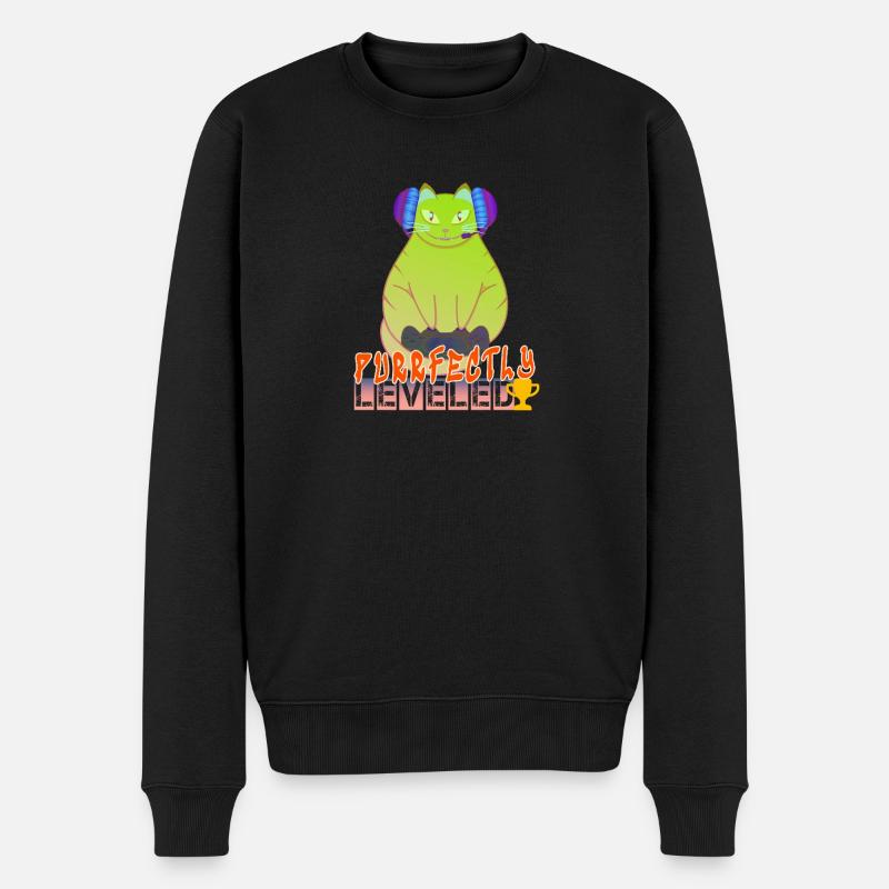 Purrfekt Gaming-Katze - Männer Premium Bio Pullover - Schwarz