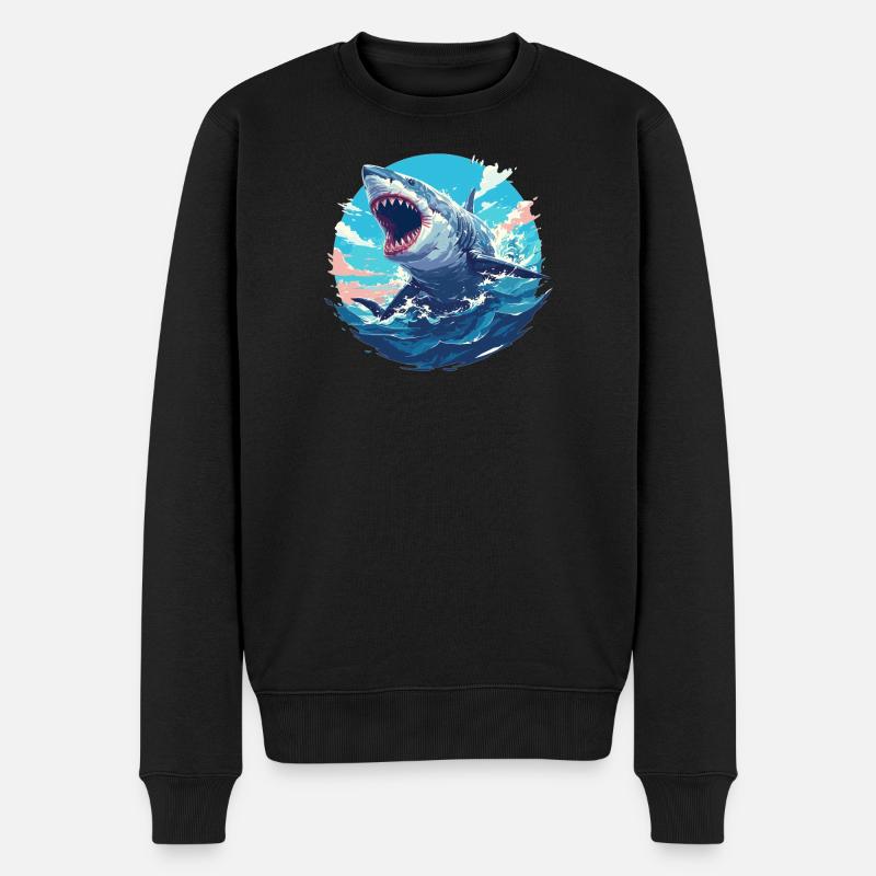 Haie Hai - Männer Premium Bio Pullover - Schwarz