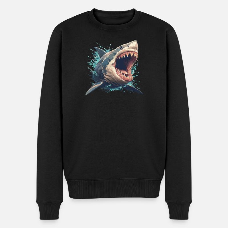 Haie Hai - Männer Premium Bio Pullover - Schwarz