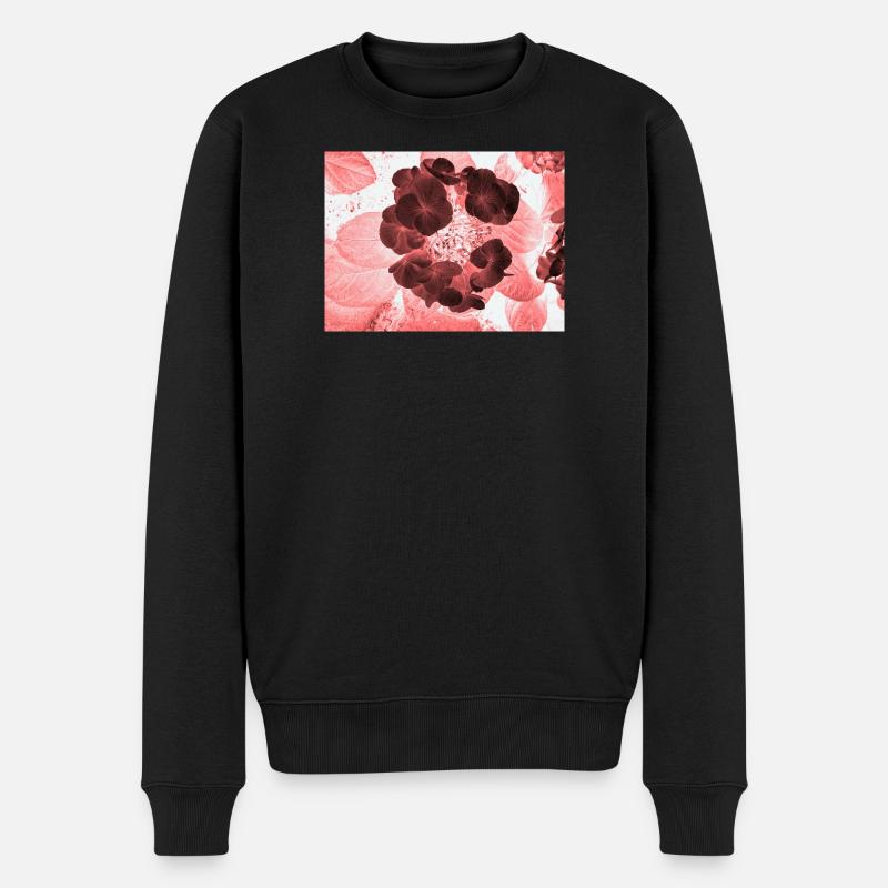 Rote Hydrangea Florales Muster - Männer Premium Bio Pullover - Schwarz
