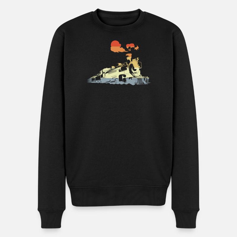 Oldtimer Dampfzug - Männer Premium Bio Pullover - Schwarz