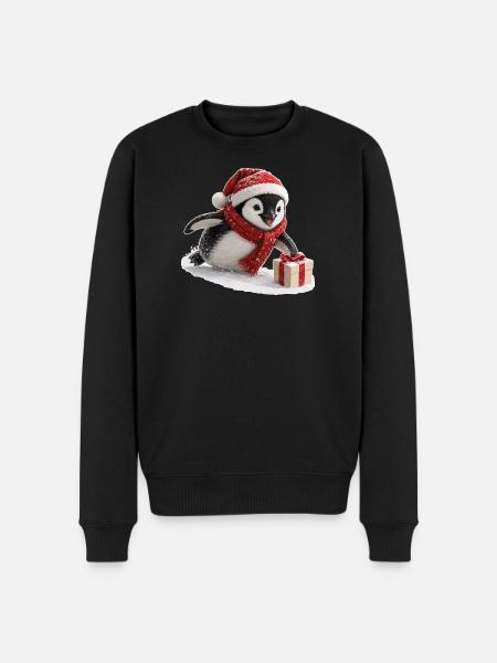 Weihnachts Pinguin - Männer Premium Bio Pullover - Schwarz