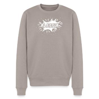 Geschenk Alessia - Männer Premium Bio Pullover - Taupe - Vorne - Nico (187cm)
