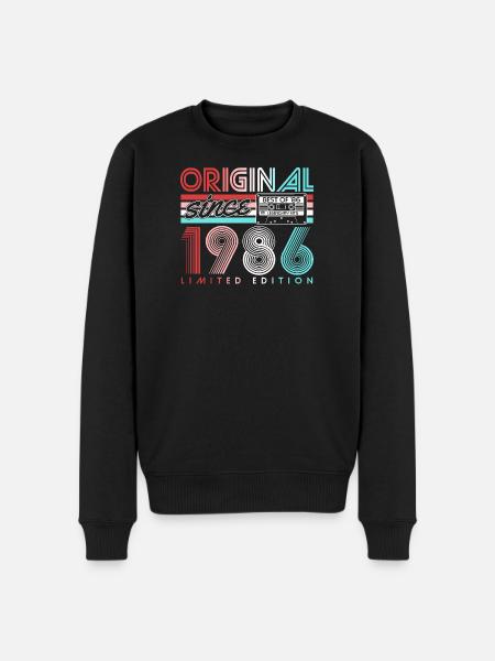 Vintage 1986 Vintage Retro Birthday Gift - Men's Premium Organic Jumper - black