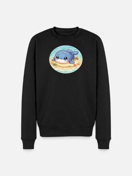 Wal auf Sandbank im Meer - Männer Premium Bio Pullover - Schwarz