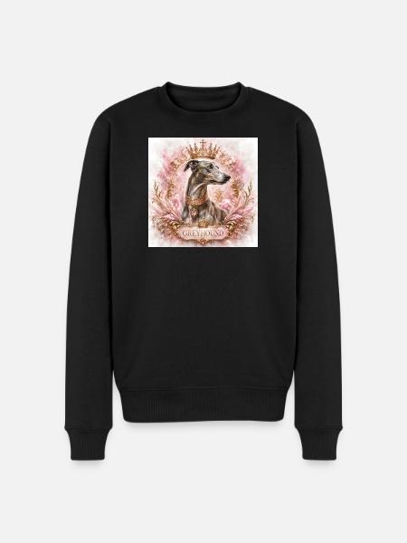 Royal Greyhound Portrait with Crown - Men's Premium Organic Jumper - black