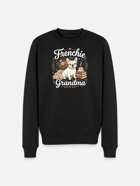 Frenchie Grandma Florale Wärme - Männer Premium Bio Pullover - Schwarz