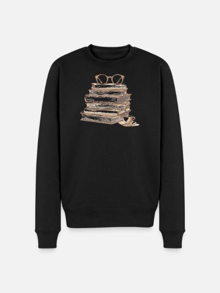 Stack of books with glasses - Men's Premium Organic Jumper - black