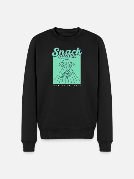 UFO Pizza Snack - Männer Premium Bio Pullover - Schwarz
